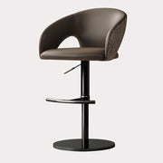 Modern Adjustable Swivel Bar Stool Faux Leather Seat Woven Back Counter Height Bar Chair with Metal Base 1 Piece